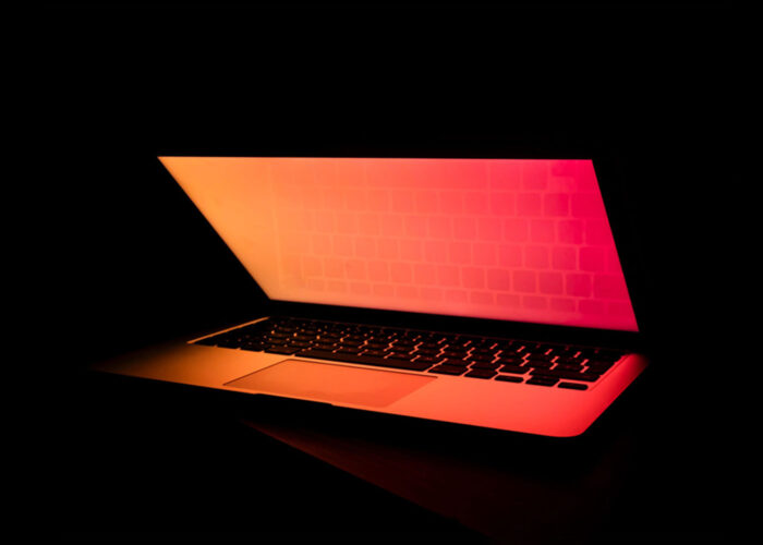 Laptop with orange screen